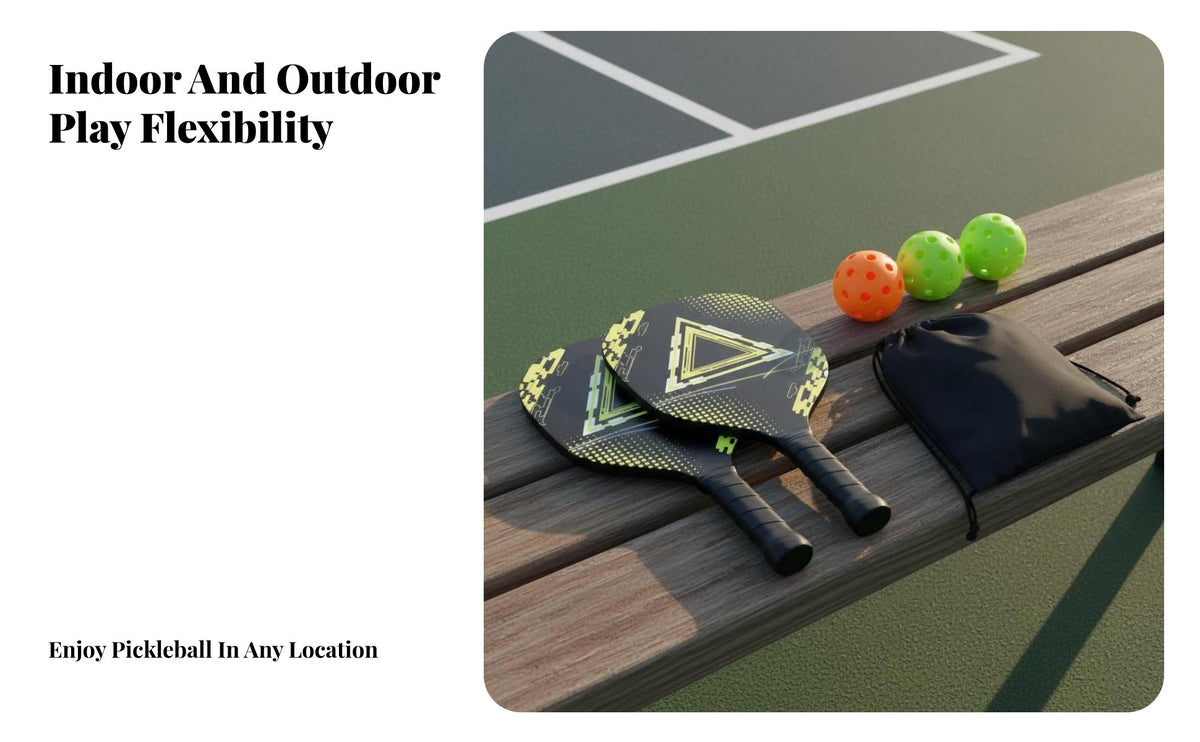 Wooden Pickleball Paddle Set Wide Frame Design Pickleball Paddle and Sphere Set Racket Sports Equipment Cushioned Grip