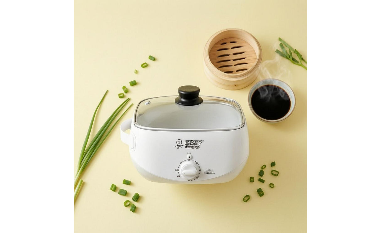 Compact Rice Noodle Roll Steamer Transparent Lid Cheung Fun Steamer Rotary Control Rice Roll Maker Glossy Finish