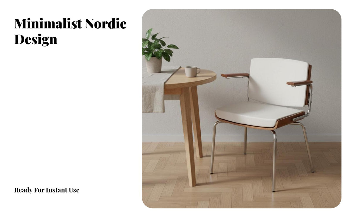 Nordic Design Berlin Chair Comfortable Seating Upholstered Armchair Backrest Support Wood Armrest Leisure Chair Multi-Purpose for Apartment Dwellers, Homeowners, Interior Decorators, Balcony, Dining Room, Bedroom