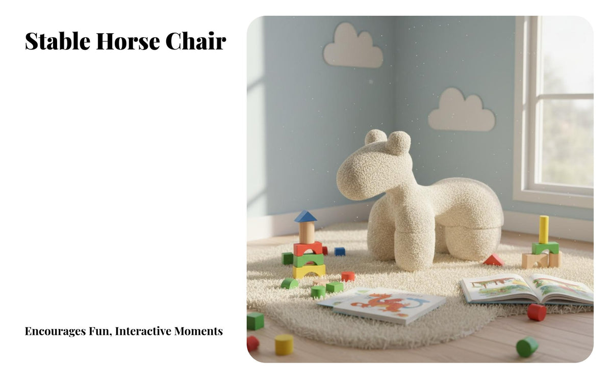 Cute Design Rainbow Horse Chair Fun Home Decor Colorful Horse Stool Comfortable Seating Soft Creature Seat Stable and Safe for Toddlers, Parents, Living Room, Playroom, Bedroom, Nursery