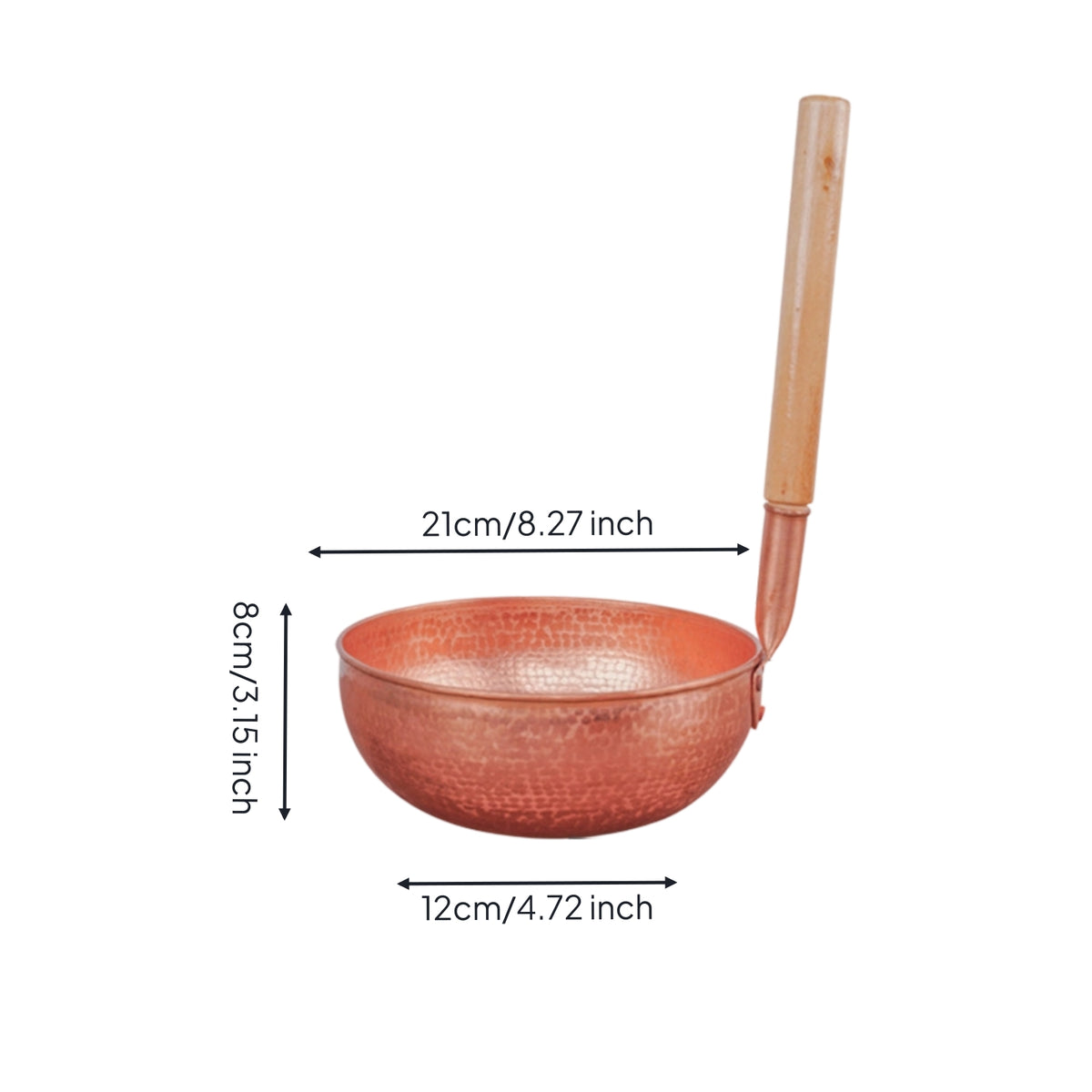 Wok Pan with Wooden Handle Round-Bottom Chinese Cooking Pot Pot with Wooden Handle Traditional Copper Wok Compact for Home Cooks