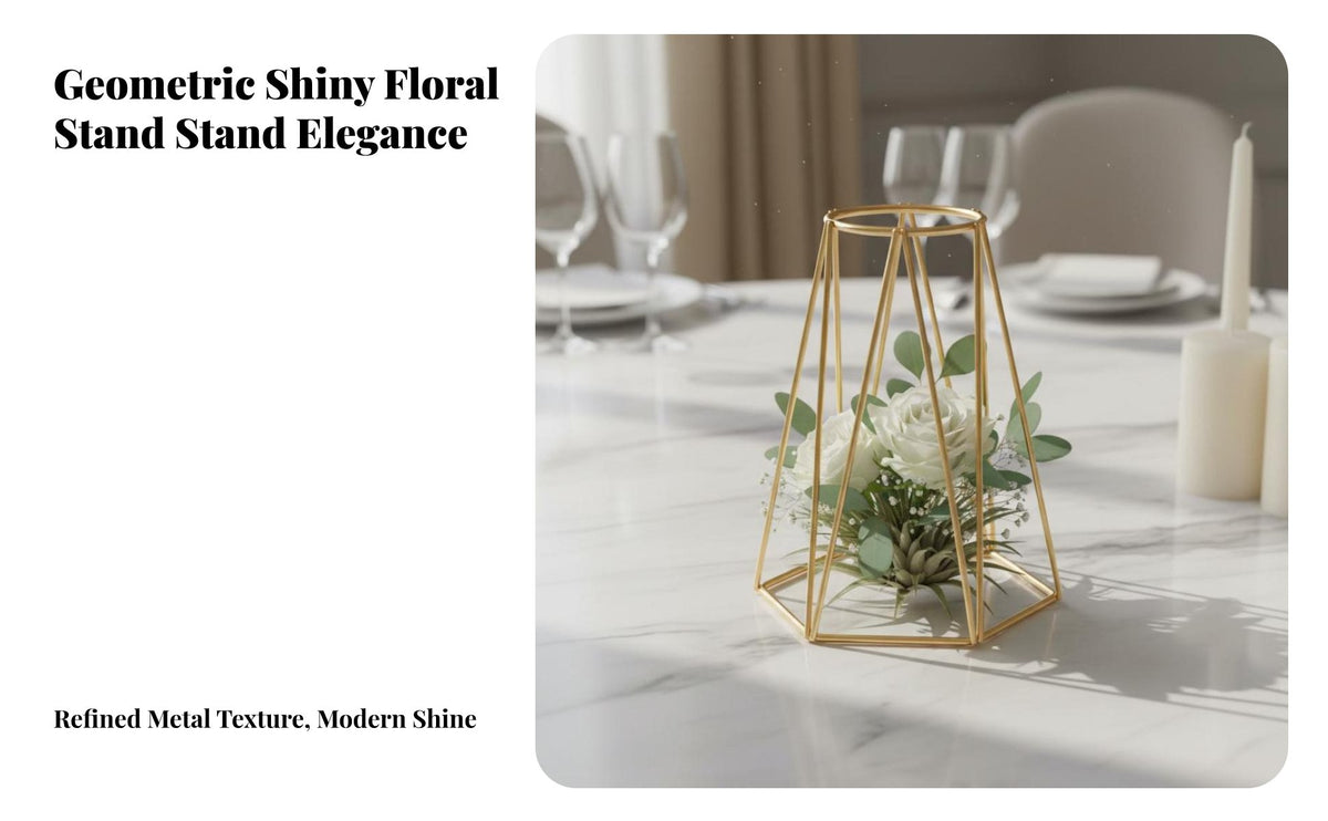 Elegant Design Air Plant Display Holder Minimalist Design Geometric Flower Holder Long-Lasting Iron Metal Floral Display Rack Multipurpose for Wedding Planners, Party Hosts, Home Decor, Reception Hall, Living Room, Inaugural Event
