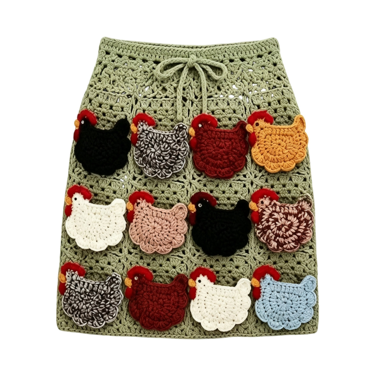 Crocheted Egg Collecting Apron with Pockets Rustic Crochet Egg Apron Multi-Pocket Textured for Gardeners