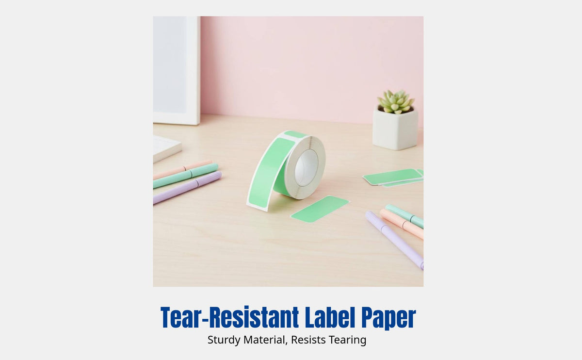 Removable Adhesive Name Label Printer Paper, Waterproof, Tear-Resistant, Thermal, Colorful, Mini Q Compatible
