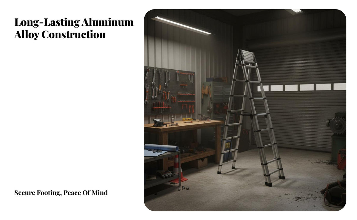 Lightweight Aluminum Telescoping Ladder Space-Saving Design Telescopic Ladder Compact Storage Climbing Equipment Anti-Slip Feet & Steps for DIY Enthusiasts, Professionals, Outdoor Work, Indoor, Home Maintenance, Construction Site