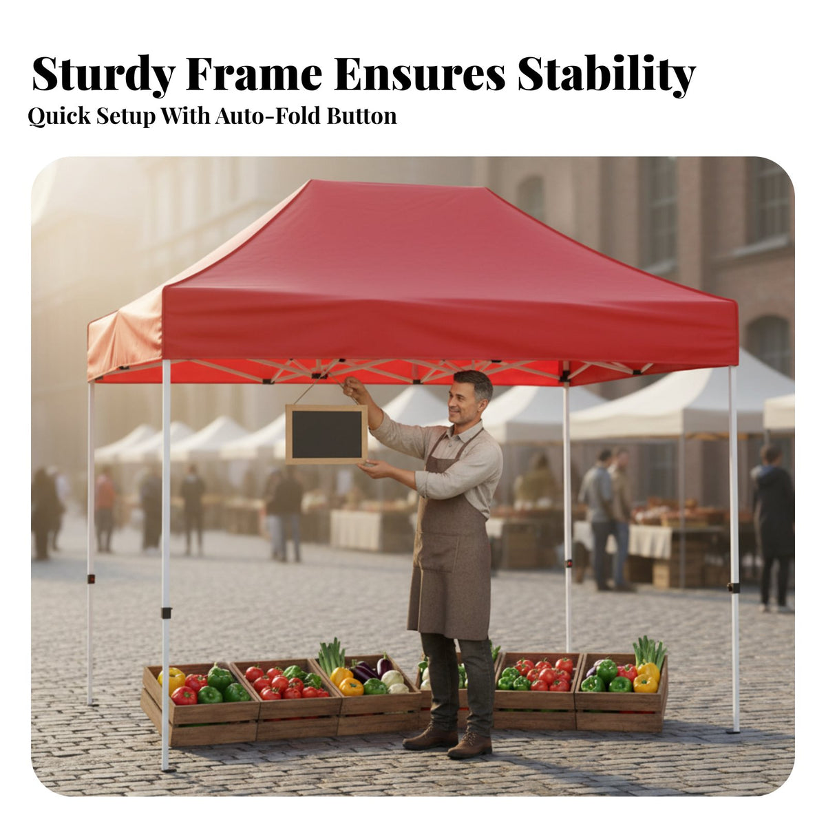 Portable Market Stall Canopy Rainproof Instant-Setup up Canopy Foldable Portable Outdoor Shelter for Street Vendors, Event Organizers, Events, Parties