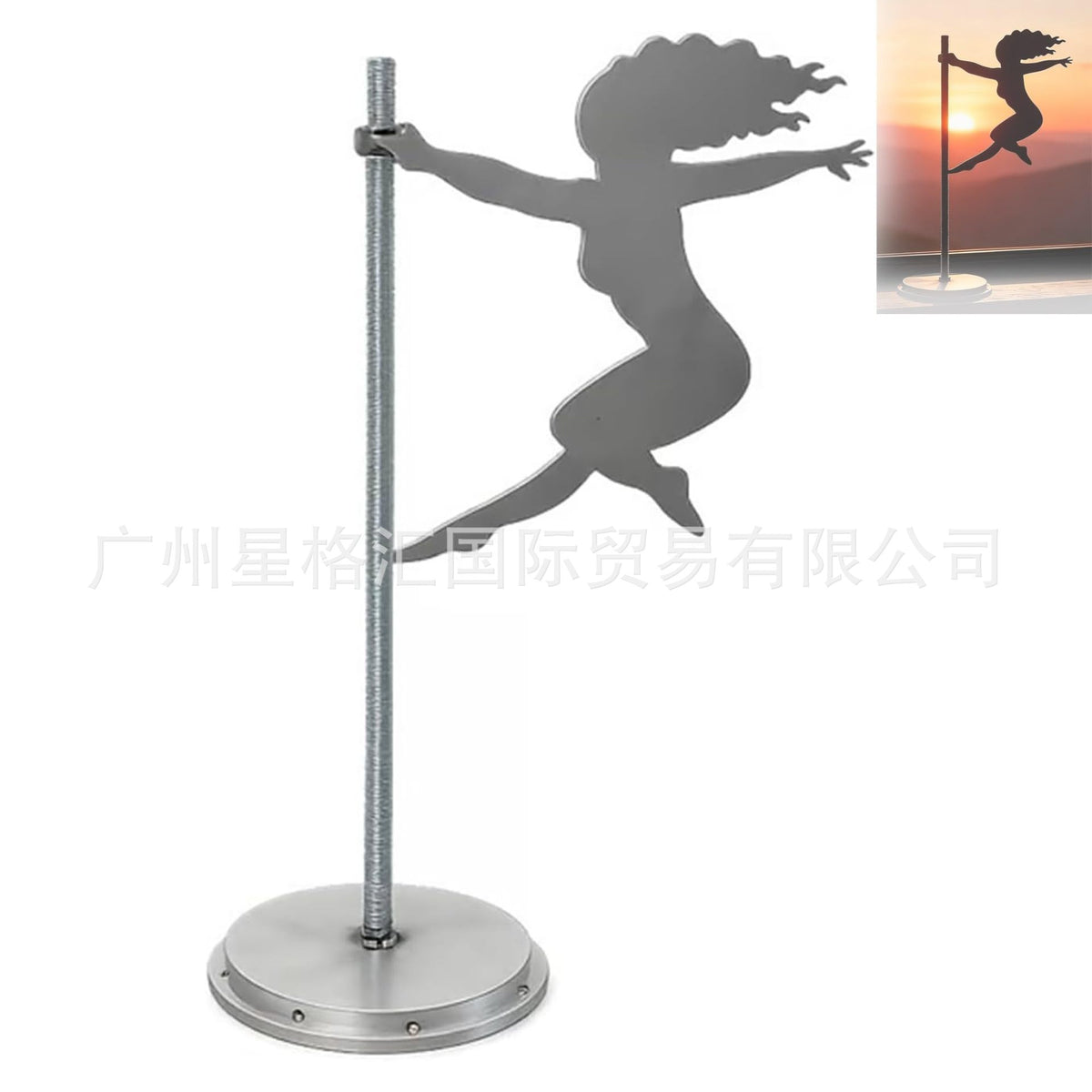 Rotating Metal Woman Sculpture Kinetic Art Lady Statue for Bookshelf, Windowsill