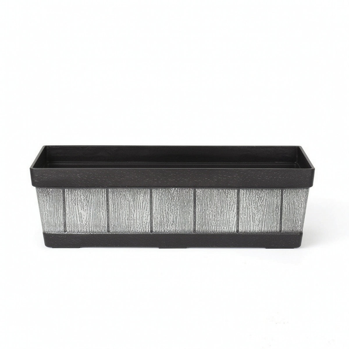 Plastic Planter with Faux Wood Grain Low-Height Rectangular Planter Rustic Flower Box Farmhouse for Gardeners
