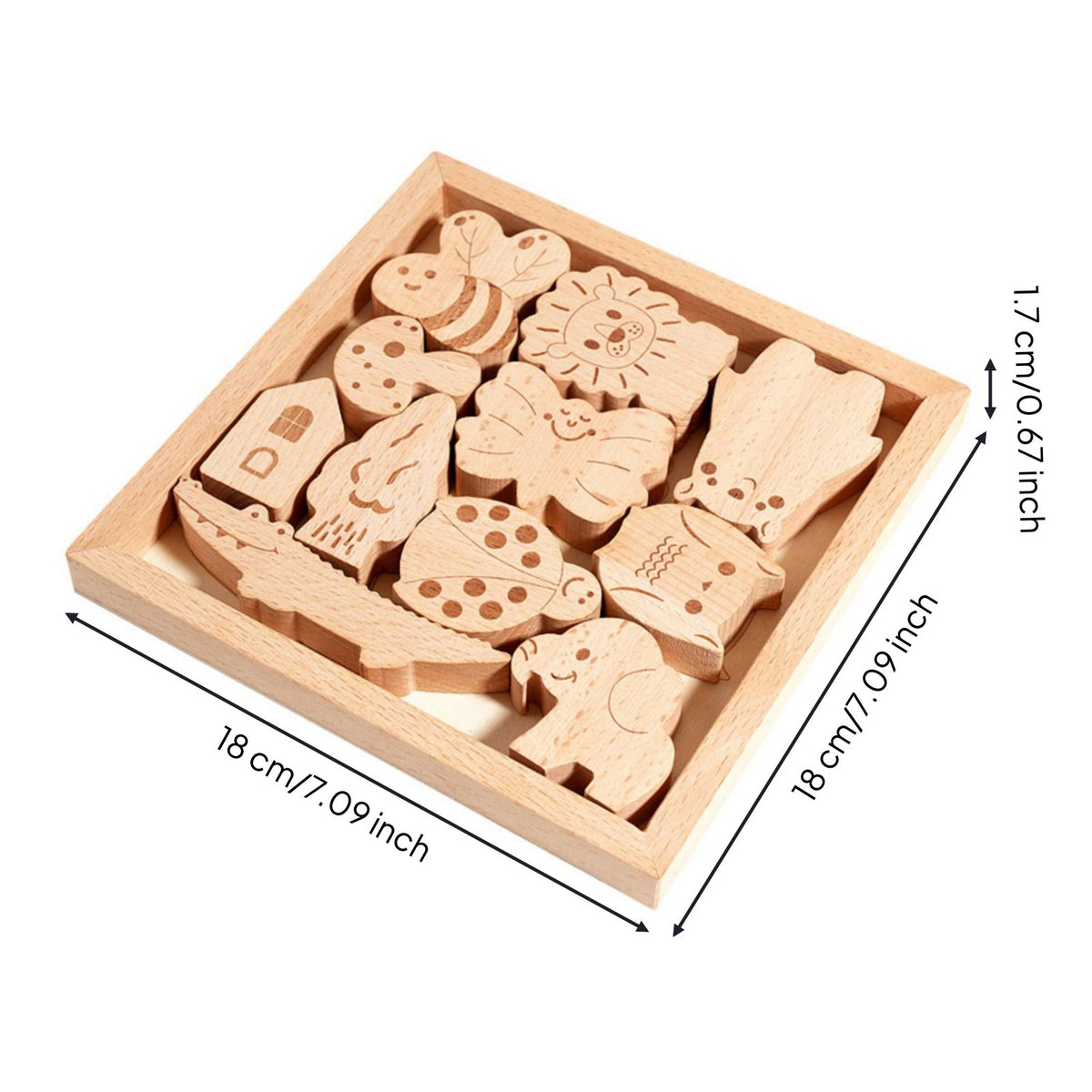 Wood Creature Equilibrium Game Smooth Edges Animal Stacking Blocks Wooden Stacking Blocks for Kids, Home, Preschool