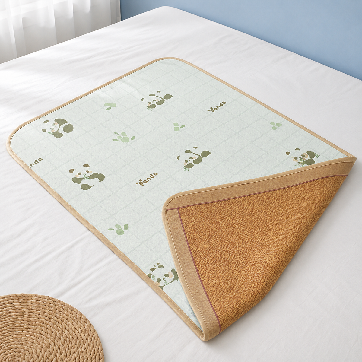 Baby Rattan Mat for Kindergarten, Children's Summer Breathable Sweat-Absorbing Nap Mat for Newborns