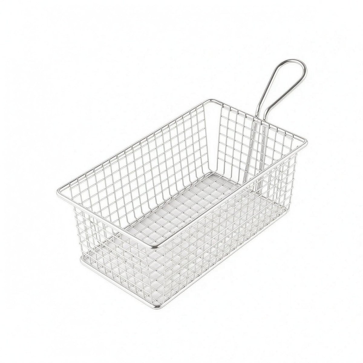 Rectangular Stainless Steel Frying Basket Loop Handle Wire Mesh Frying Basket Open-Top