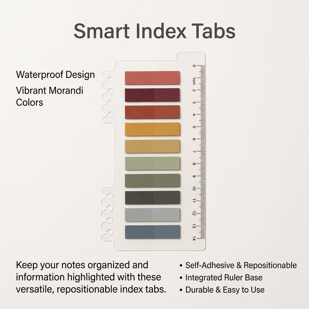 Waterproof Index Tabs for Reading Notes, Removable Color Coded Sticky Filing for Students, Self Marker Stickers