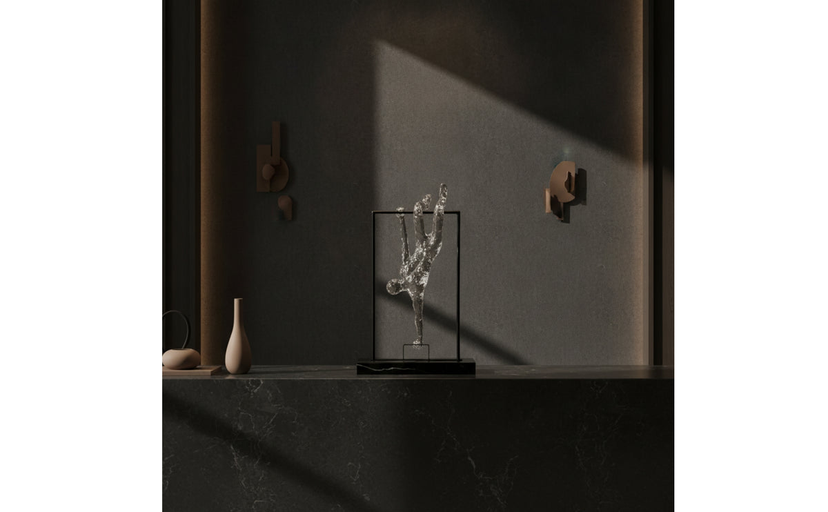 Sculpture with Metal Frame Transparent Human Figure Sculpture Textured Abstract Human Statue for Art Collectors, Console Table, Office Desk, Bookshelf