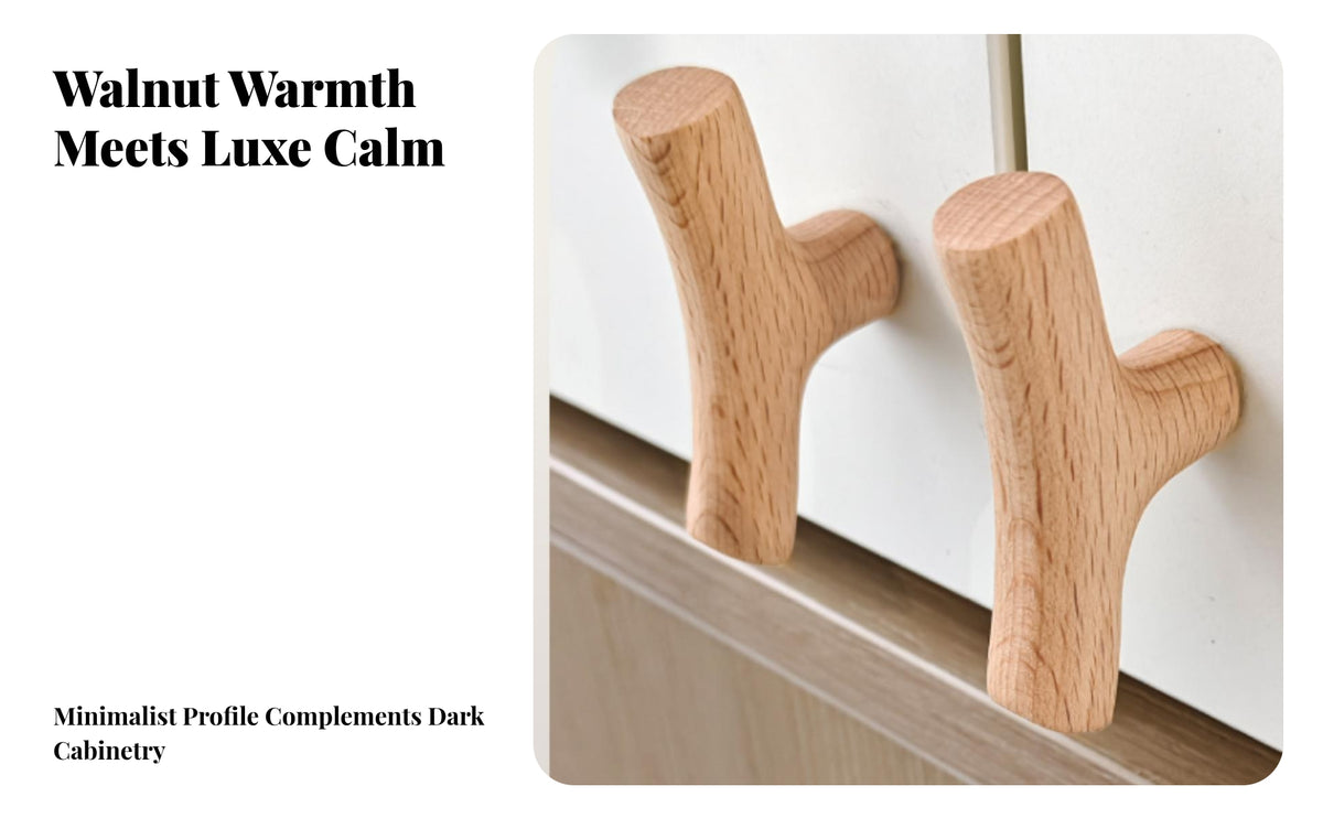 4 Pieces Rustic Branch Pull | Smooth Polished Finish, Pre-Embedded M4 Thread, Wooden Pull, for Drawers