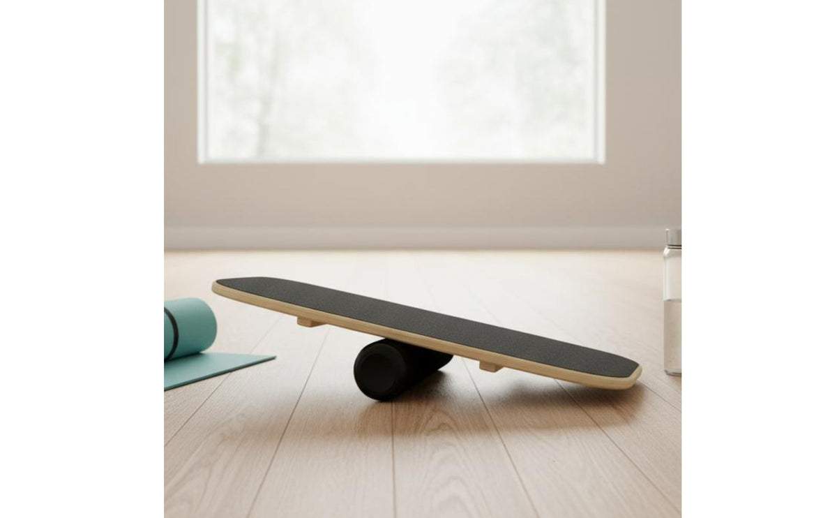 Wooden Roller Balance Board Portable Wooden Balance Board High Weight Capacity Core Strength for Athletes, Snowboarders, Physical Therapy