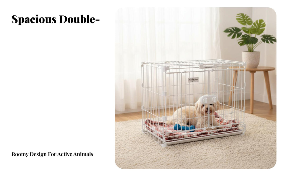 Easy to Clean Double Door Dog Crate Secure Lock Heavy Duty Dog Crate Finish Stackable Pet Kennel Rust Resistant for Small Dogs, Young Dogs, Training