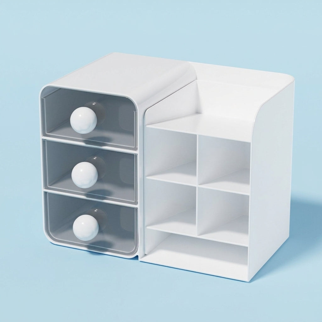 Desk Storage Organizer with Drawer for Students, Multifunctional Desktop Stationery Holder with Compartments, Large Capacity Pen