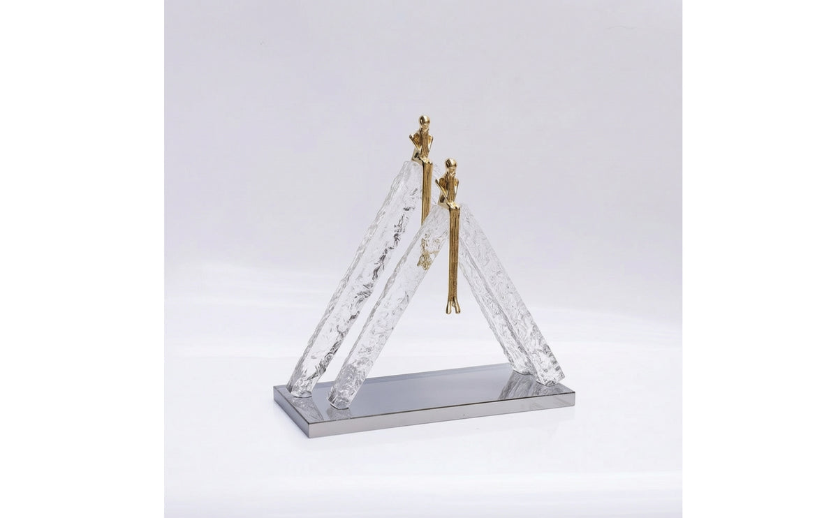 Crystal Figurine with Mirrored Base Abstract Decor Elegant for Entryway