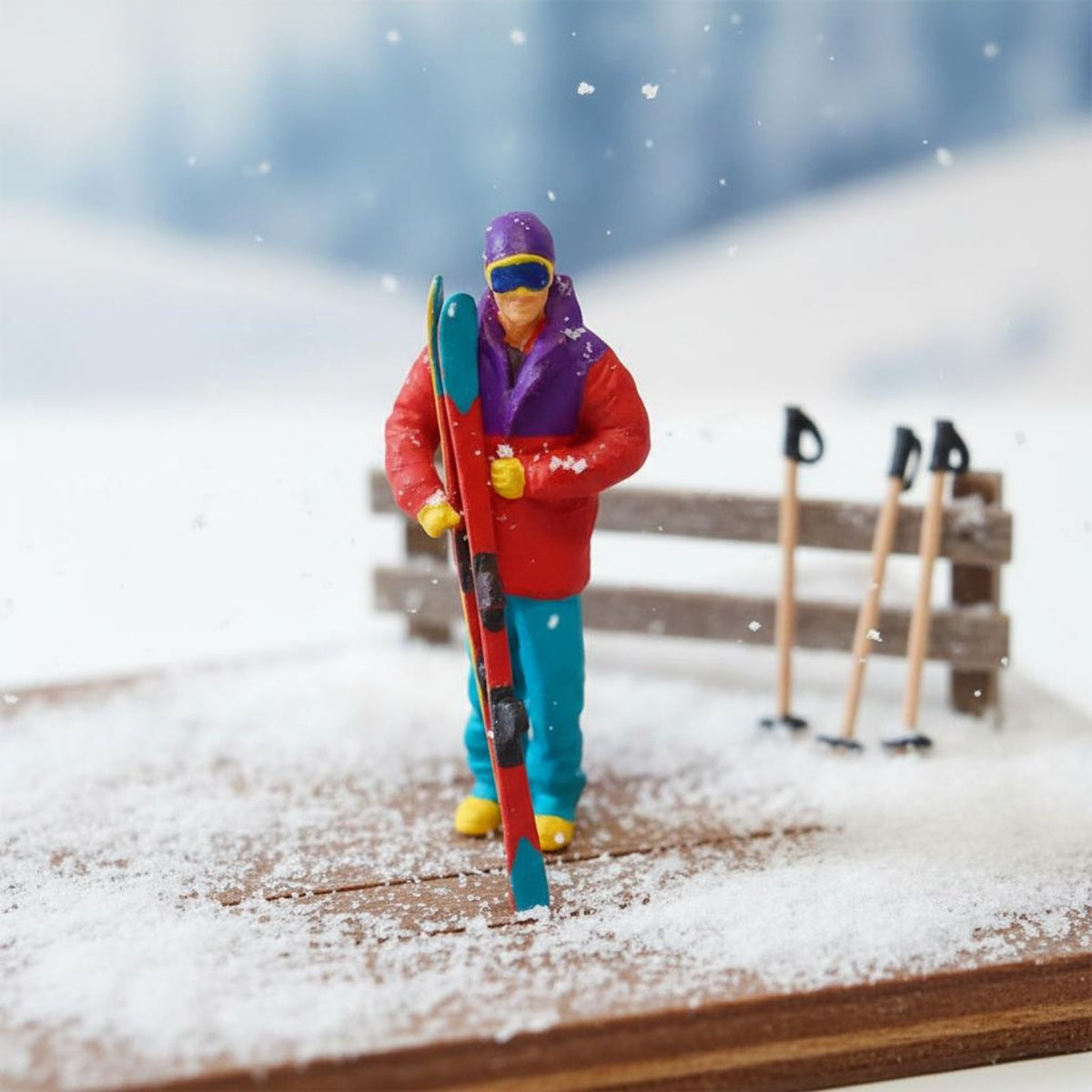 Skier Miniature Highly Detailed Miniature Skier Figurine Winter Sports People Model Realistic 1:64 Scale Skiing People