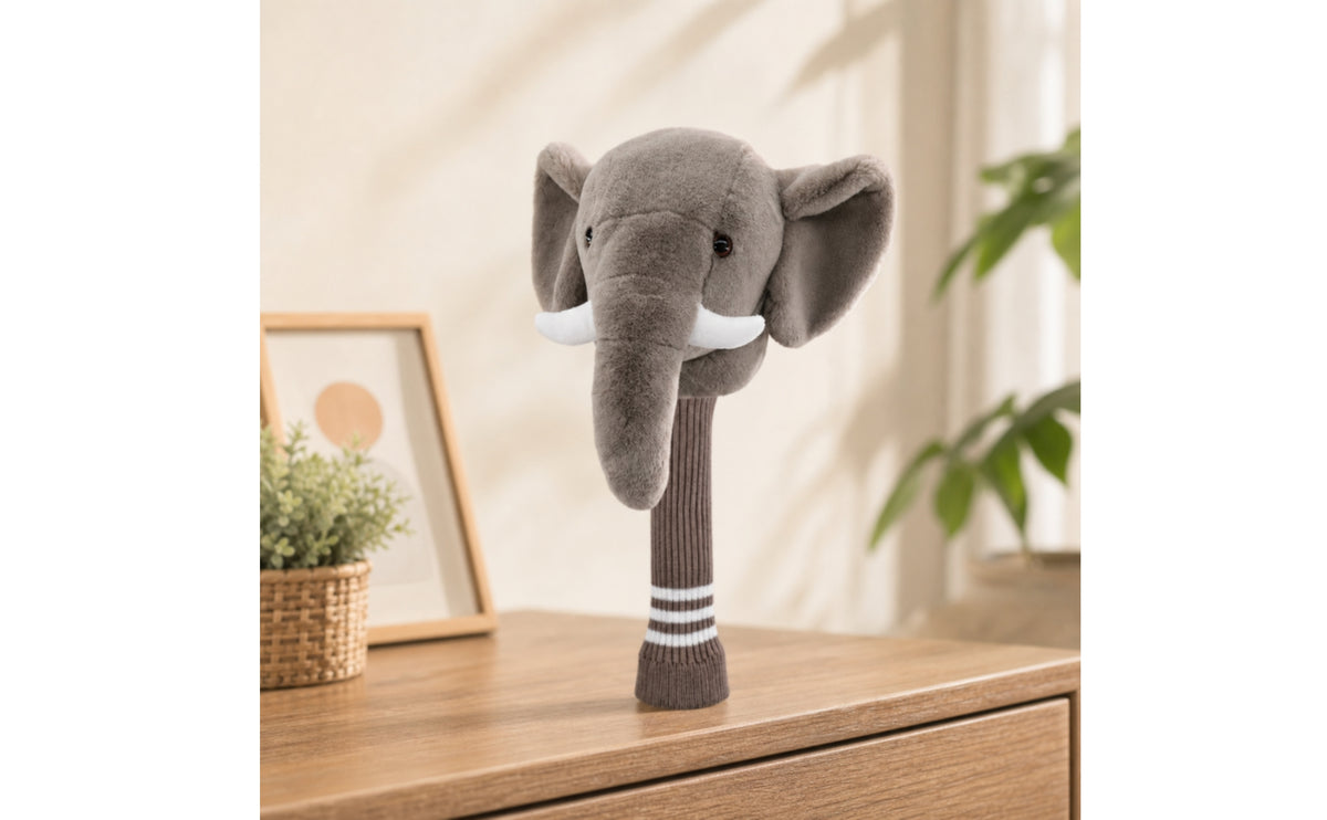 Elephant Driver Headcover Soft Elephant Golf Headcover Cute Golf Club Cover with Knitted Sleeve for Golfers