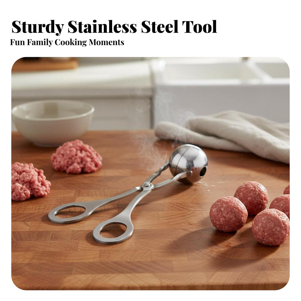 Meatball Maker Easy to Clean Stainless Steel Meatball Ladle DIY Tool Stainless Steel Baller for Cooking Enthusiasts, Parents, Meal Prep, BBQ, Cooking