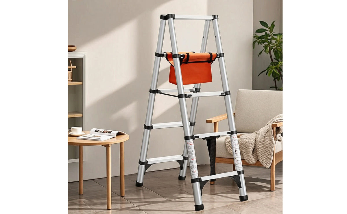 Portable Aluminum Step Ladder Anti-Slip Foldable Step Ladder Lightweight Long-Lasting for DIYers, Cleaning