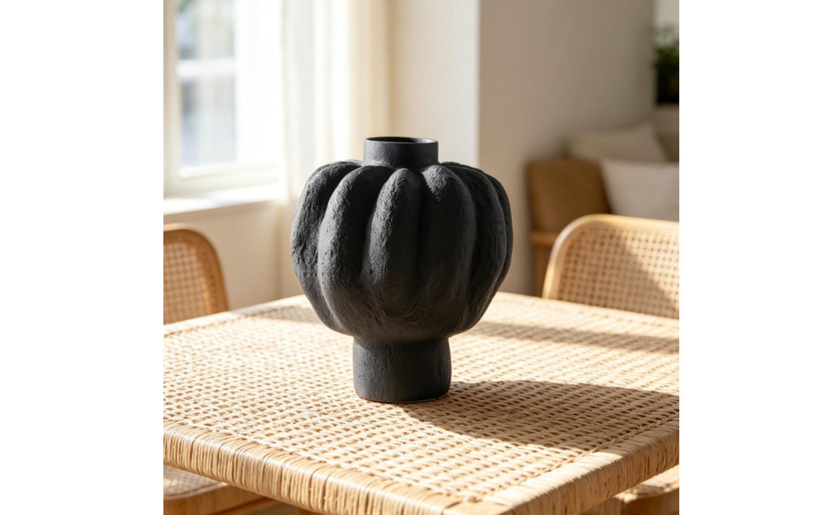 Ribbed Ceramic Pumpkin Vase Textured Pumpkin Vase Modern Flower Holder Creative for Entryway