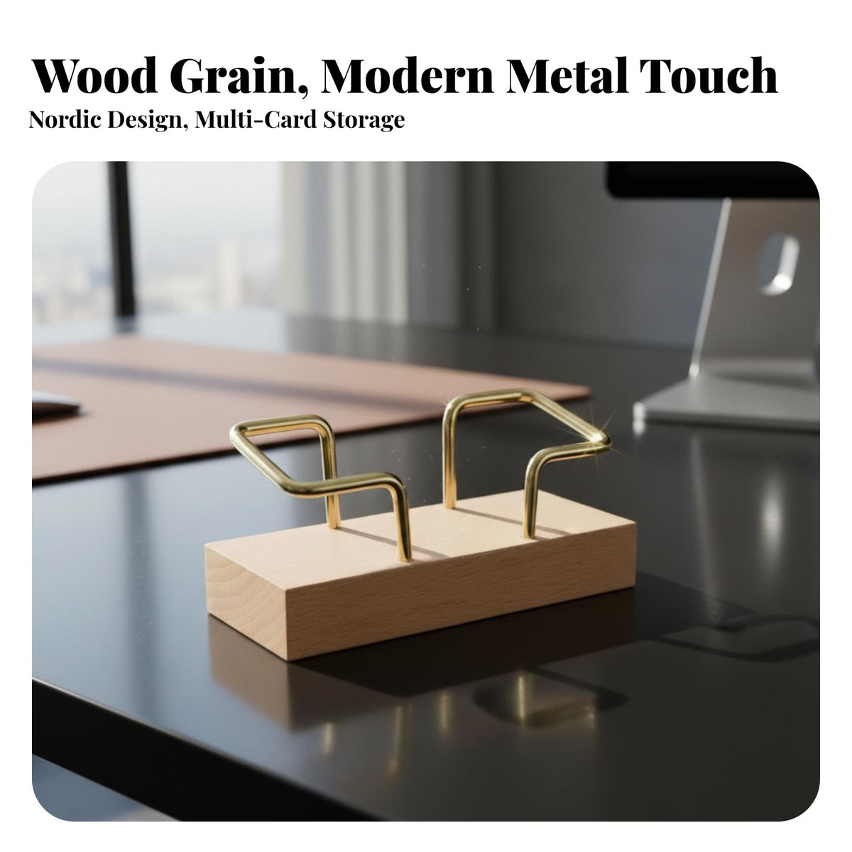 Wood Business Card Holder Minimalist Design Wooden Business Card Holder Modern Desktop Organizer for Reception Counter, Commerce Show Booth