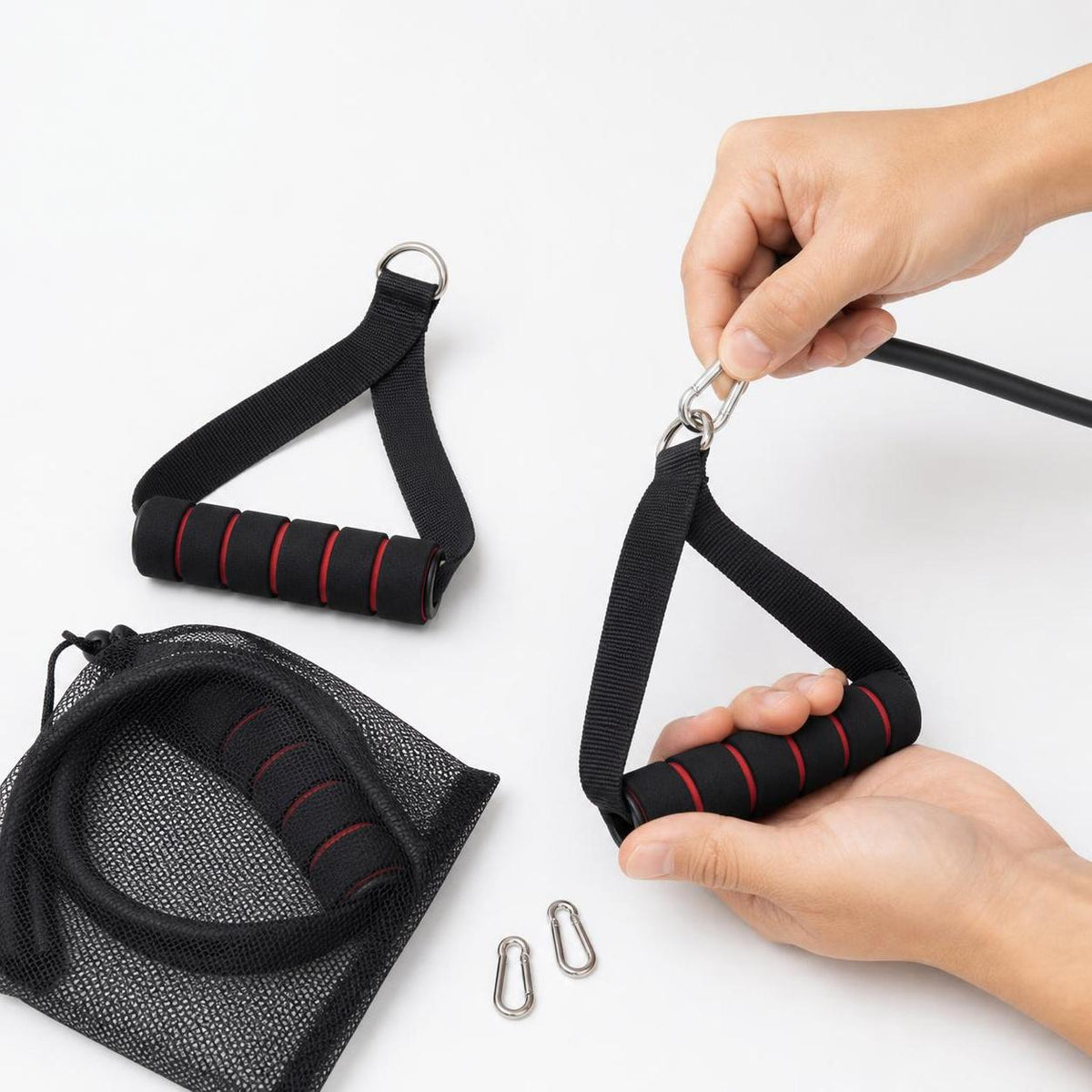 Resistance Band Pull-Up Bar Handles with Carabiners for Fitness Equipment