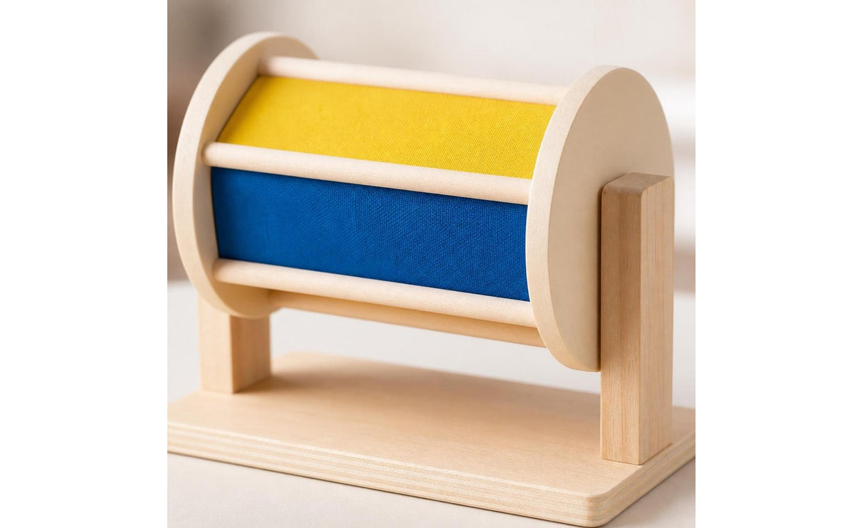 Early Education Rotating Textile Drum | Educational, Wooden rotating Drum, for Playroom