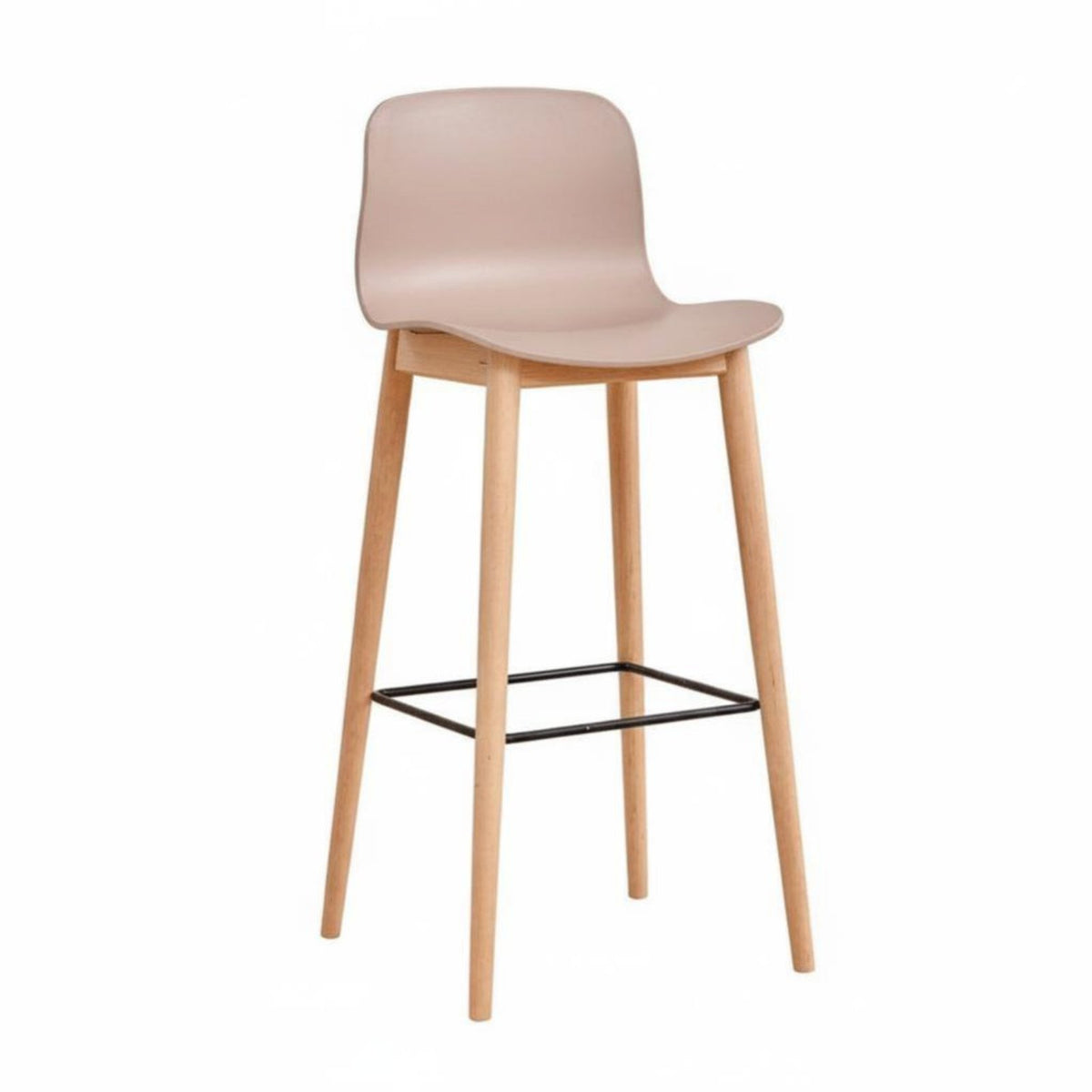 Nordic Design Molded Seat High Stool Modern Simple Design Bar Chair Built-in Footrest Seating Furniture Ergonomic Backrest for Homeowners, Business Owners, Entertainers, Kitchen Island, Restaurant, Reception Area, Pantry