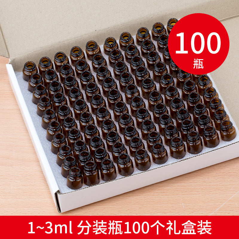 ilbu Brown Glass Essential Oil Bottles with Dropper, 1ml, 10-Piece Box