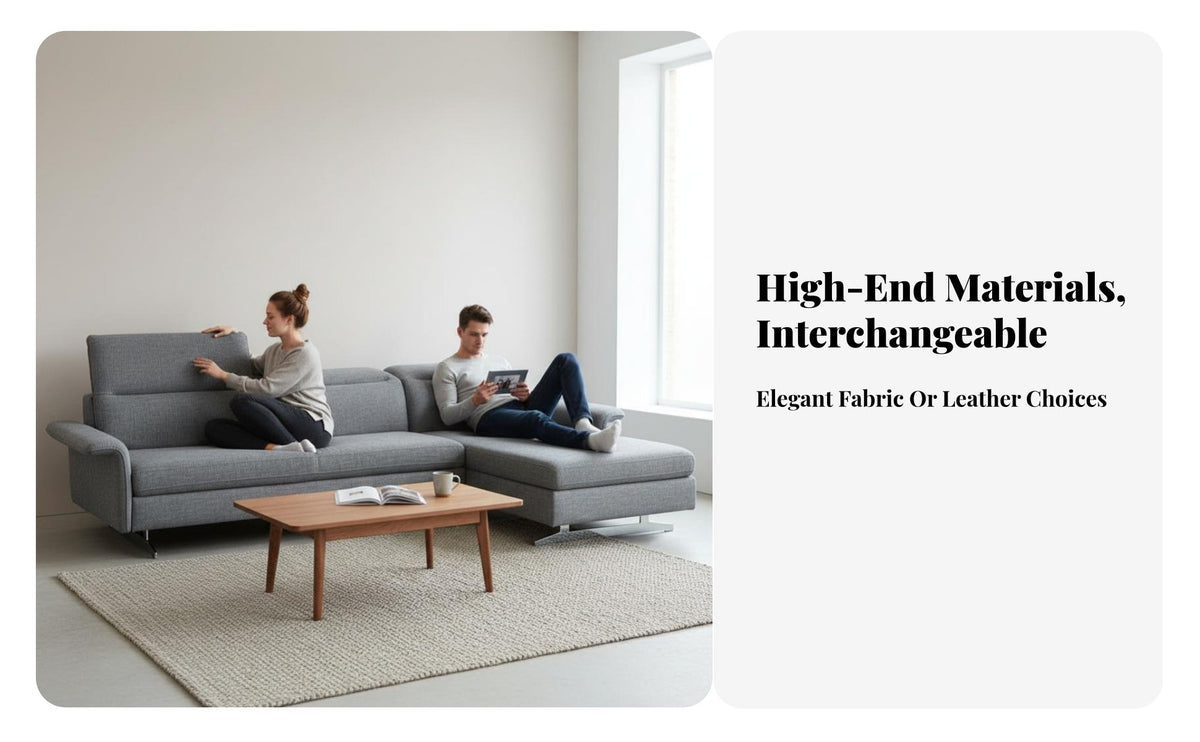 Corner Sofa with Folding rear Pillows L-Shaped Configuration Sectional Couch Adjustable rearrest Living Room Furniture for Families, Lounge Area, Home