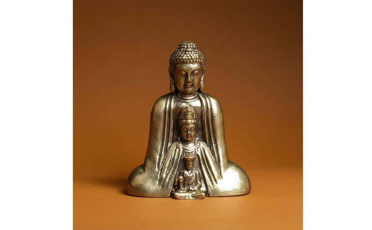 Brass Buddha Statue Intricate Elaboration Buddhist Sculpture Fine Workmanship