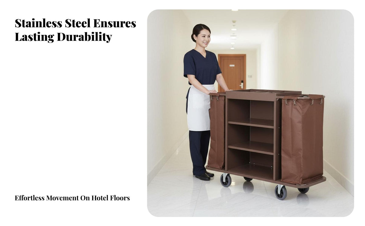 Hotel Cleaning Cart Large Capacity Hotel Room Service Cart Easy Maneuverability for Housekeepers, Janitors, Hotels, Office Buildings, Shopping Malls