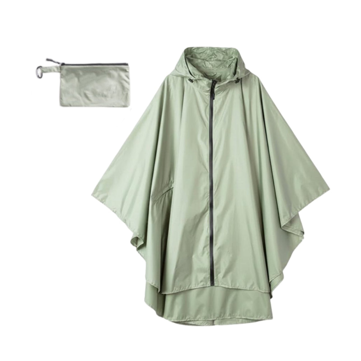 Zipper Rain Poncho Lightweight Zipper-Front Rain Poncho Compact Portable Hooded Raincoat for Cyclists, Hikers, Biking, Outdoor, Hiking