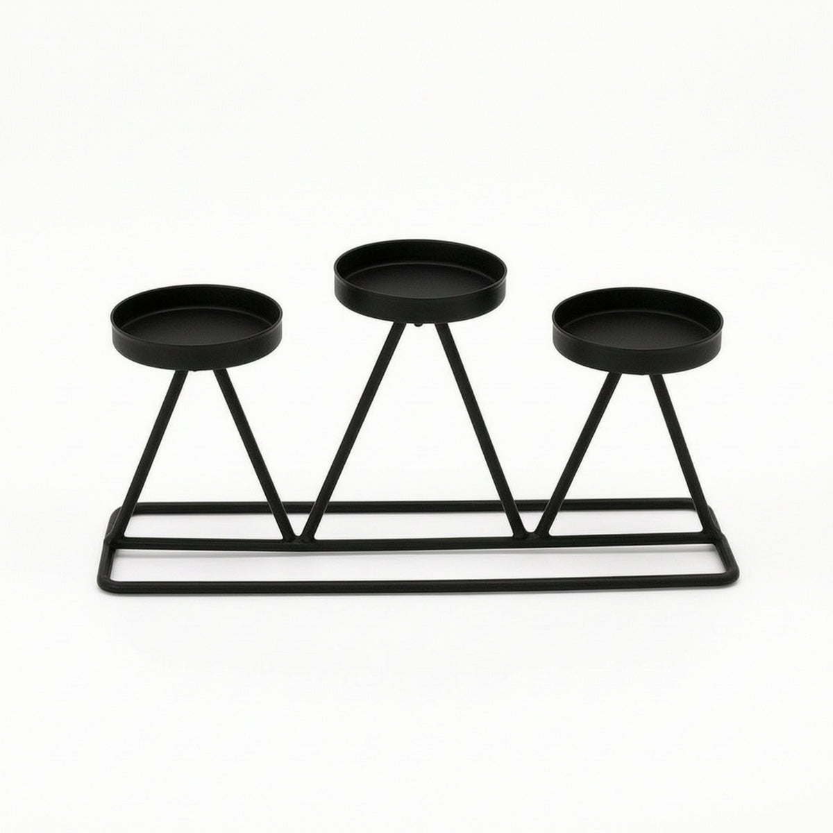 3-Cup Candle Holder Geometric Candle Holder with 3 Cups Metal Candelabra Modern Rectangular for Event Planners