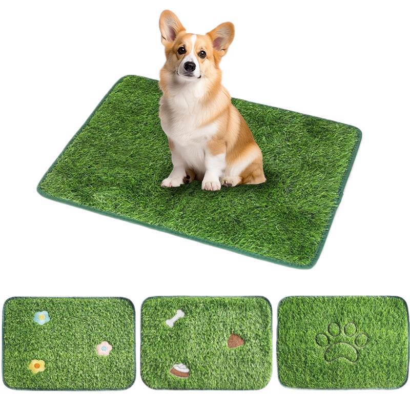 Washable Embroidered Anti-Slip Pet Grass Mat for Balcony Toilet