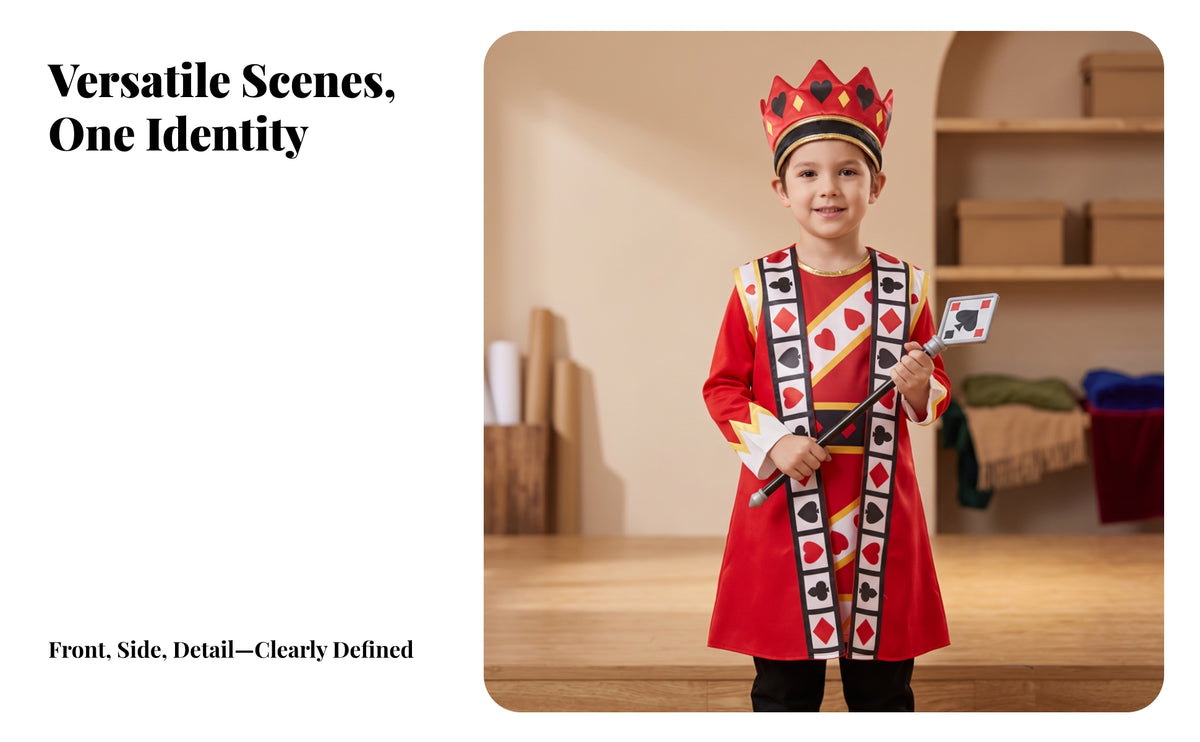 Regal King Costume with Crown | Loose Silhouette Design Polyester material, Card Suit King Robe, for Halloween