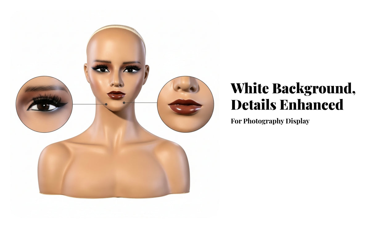 Female Display Head Visible Ears Molded Female Bust Mannequin