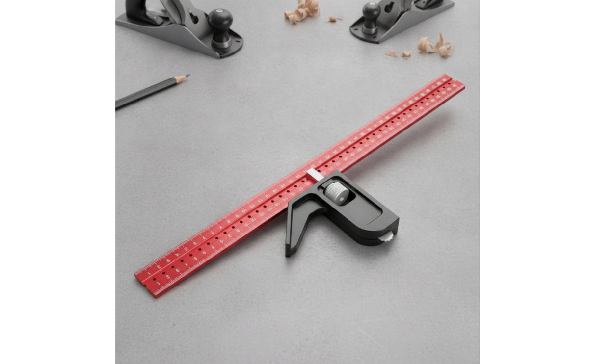 Accurate Woodworking Marking Square Metric Marking Ruler with Guide Holes Multifunctional Carpenter Square Sturdy for DIYers, Carpentry, Workshop