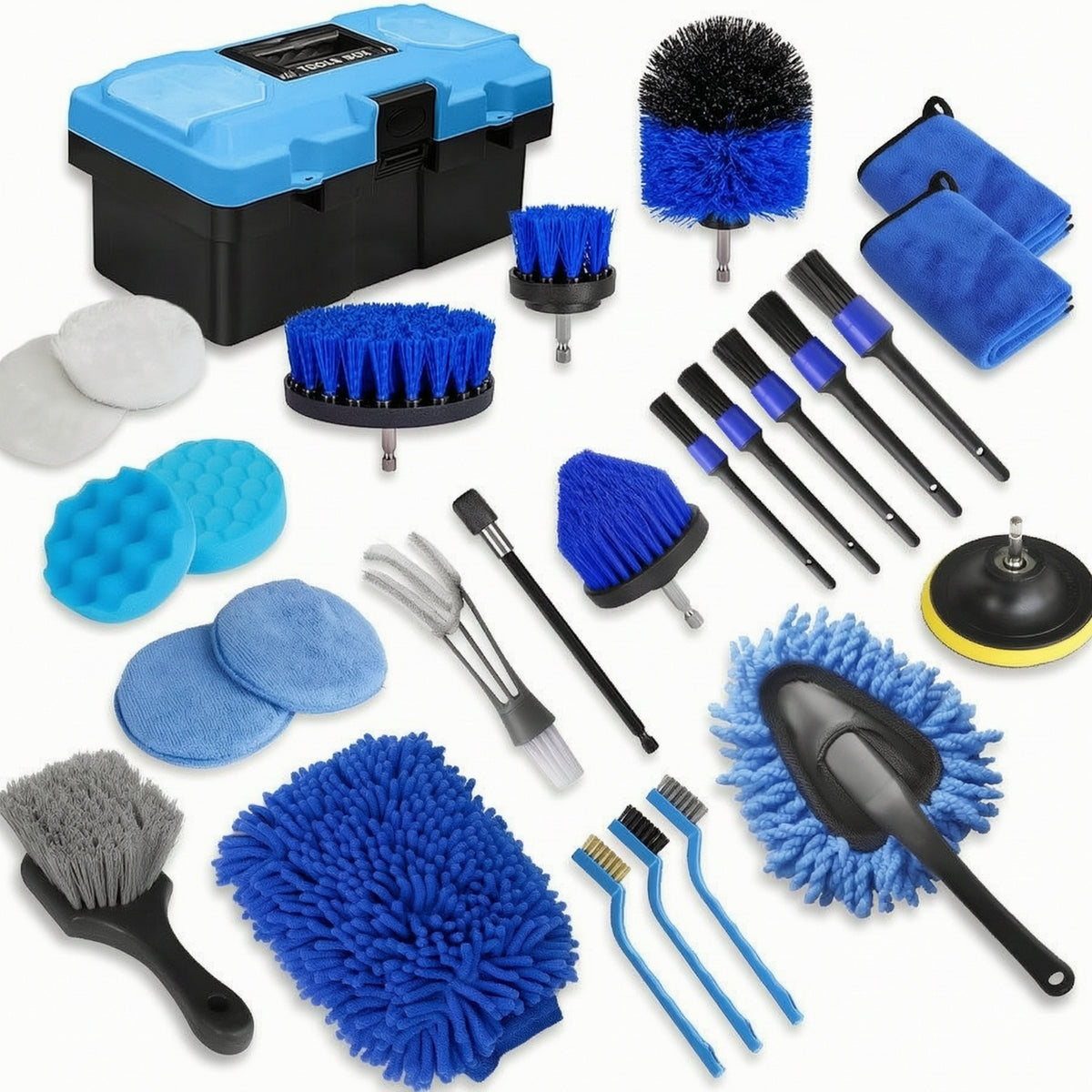 27 Pieces Car Cleaning Kit with Case Portable Polishing Pad Ergonomic for Garage