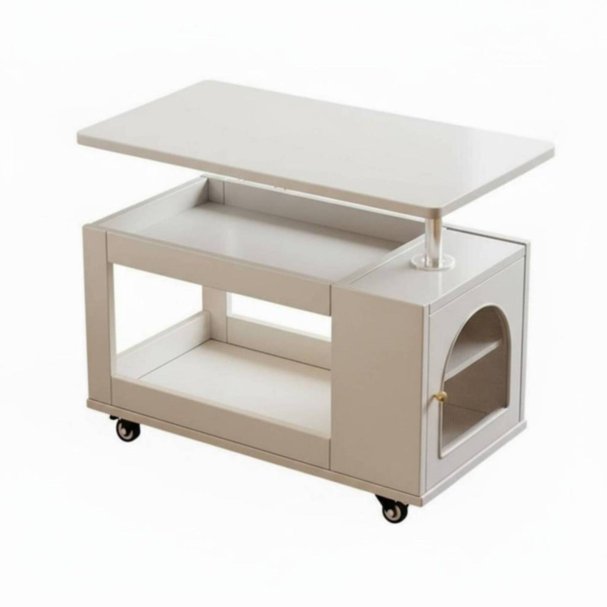 Height-Adjustable Lift-Top Rolling End Table Mobile Design Rolling C-Table Space-Saving Household Furniture Multi-Functional for Small Apartment Dwellers, Home Workers, Students, Living Room, Bedroom