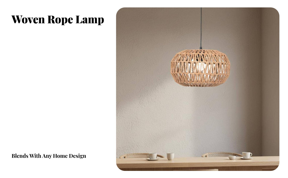 Rustic Minimalism Ceiling Light Minimalist Design Woven Lamp Shade Vintage Influenced Fiber Ceiling Light for Interior Designers, Cafe, Dining Room
