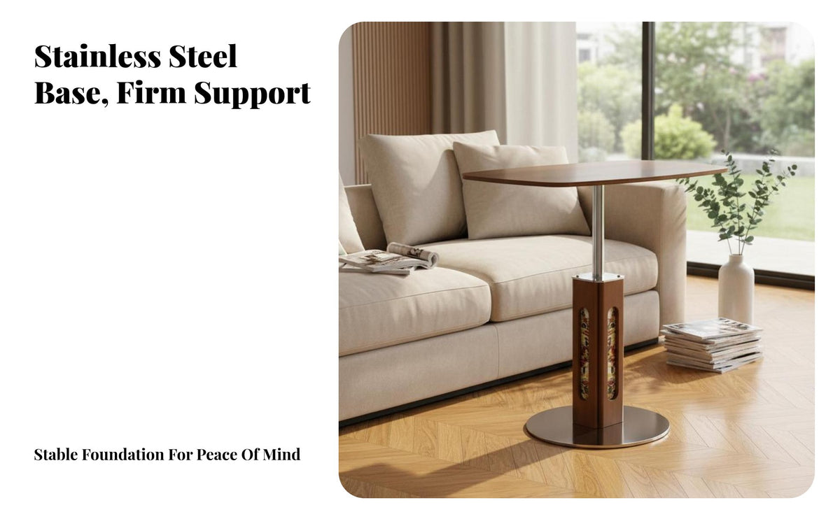 Vintage & design C-Shaped height-adjustable Table Sintered Stone primary living Room Furniture Height-Adjustable Sturdy Construction for Homeowners, Apartment Dwellers, telecommuter Workers