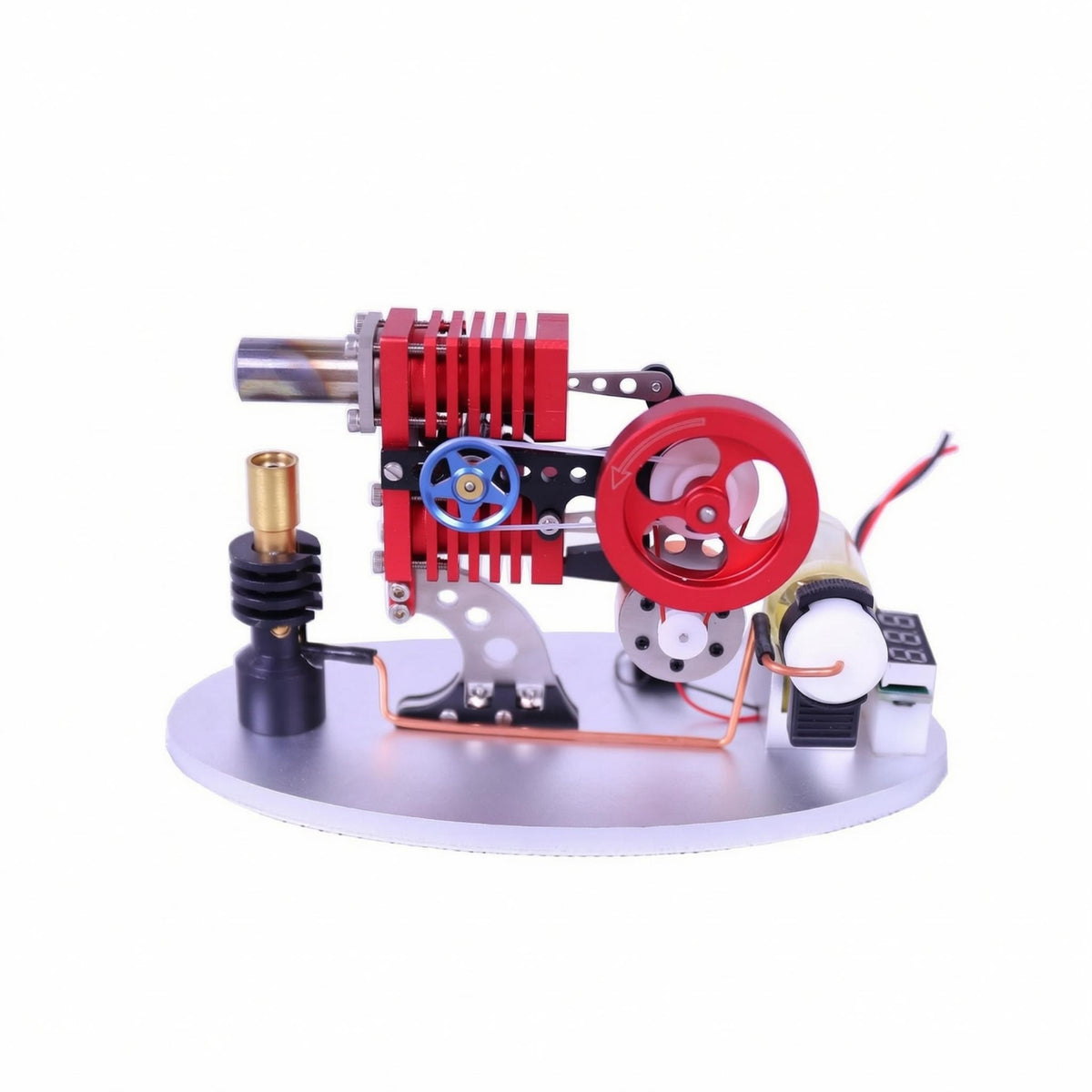 Stirlings Engine Motor Education Model ToyBrass Burner LED Thermal Engine Teaching Aid Physics Experiment Kit for Students, Classroom