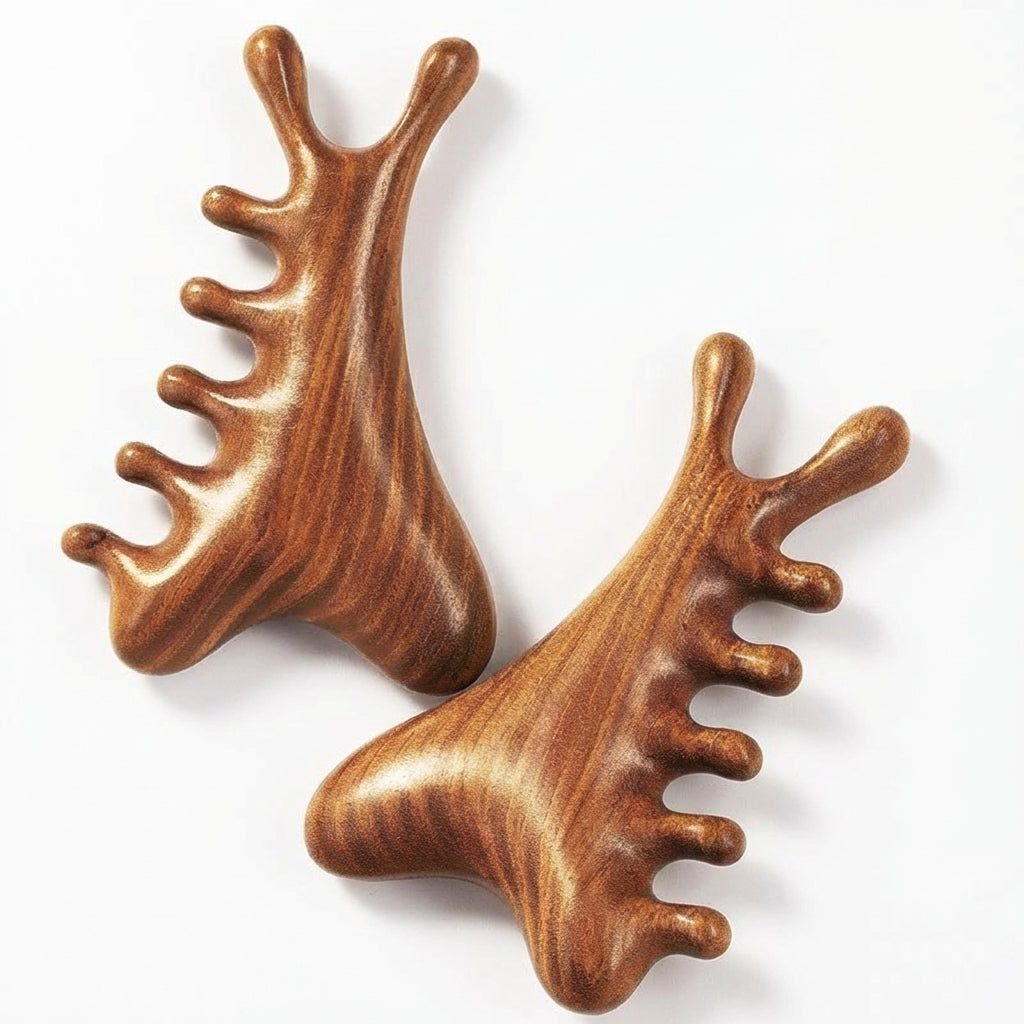 Wooden Gua Sha Comb for Face Scalp Eye, Multi-Functional Facial Massage Tool for Spa Treatment Health Care Relaxation