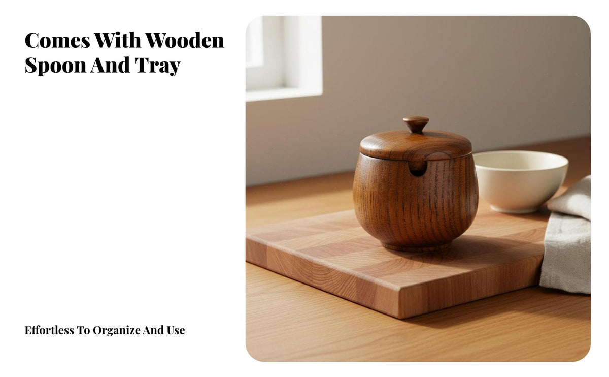 Seasoning Jar Keeps Seasonings Japanese Design Container Easy to Clean Wooden Seasoning Container for Dining Table