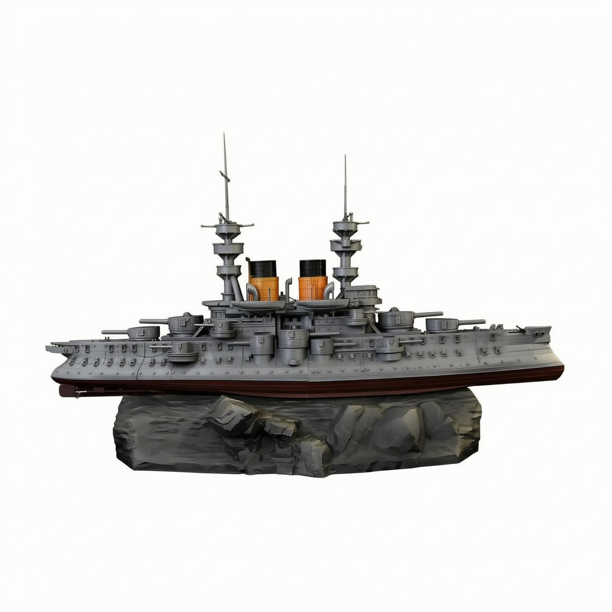 Underwater Battleship Ornament Gray Futuristic Warship Ornament Resin Battleship Model Detailed Aquarium Decor Tall Masts