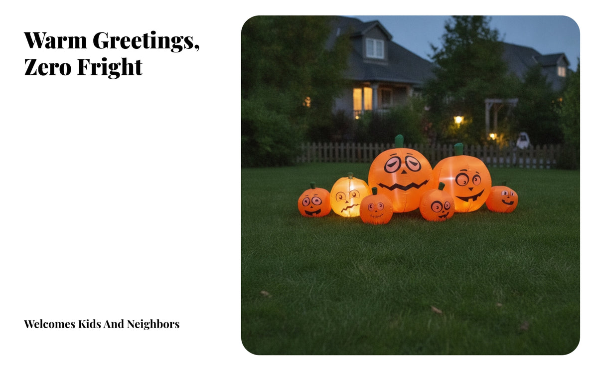 Lighted Inflatable Pumpkin Outdoor Inflatable Pumpkin Long-Lasting Halloween Inflatable Cute for Lawn